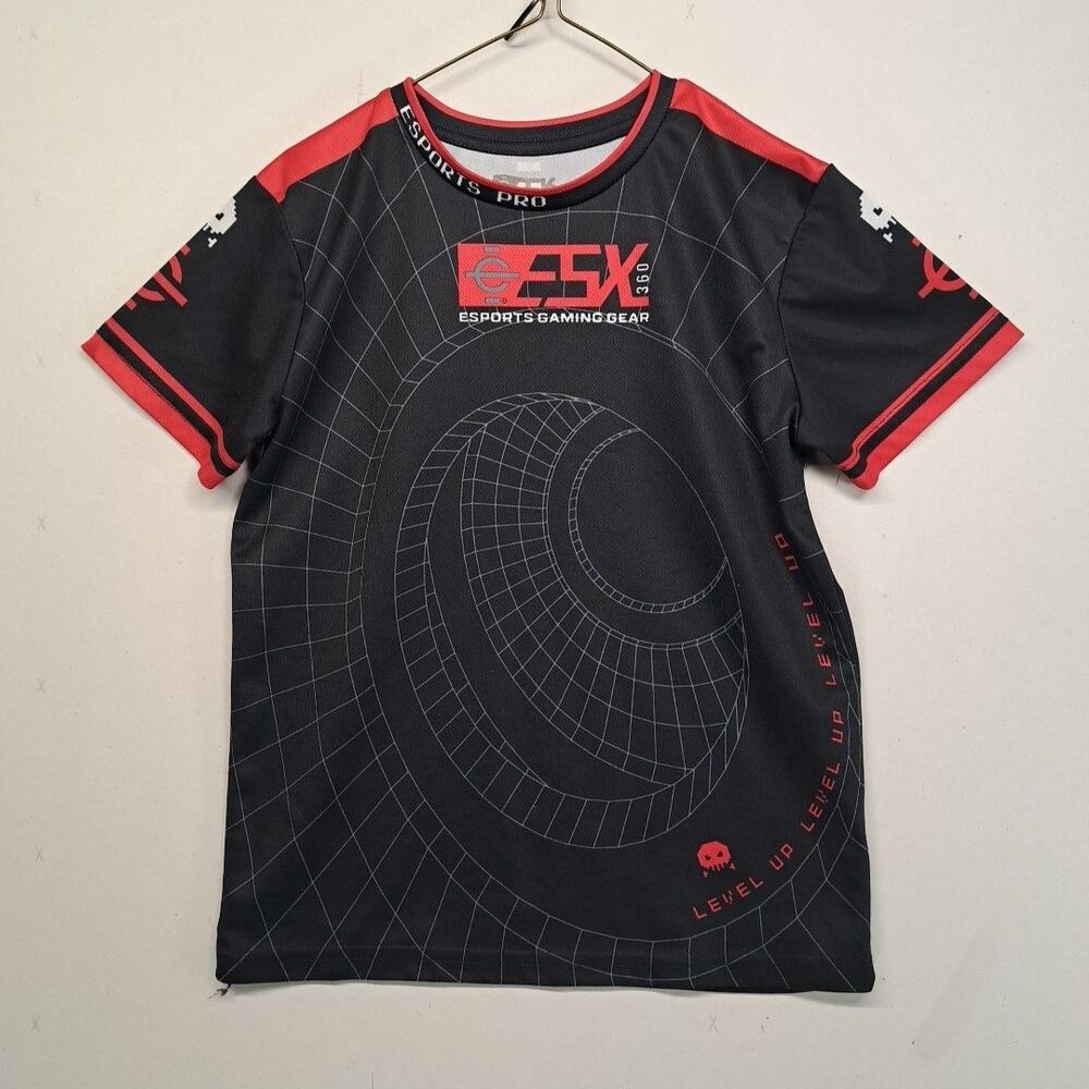 ESX Esports Pro Gaming Gear Jersey Youth Size 8 Black Red Level Up Kids